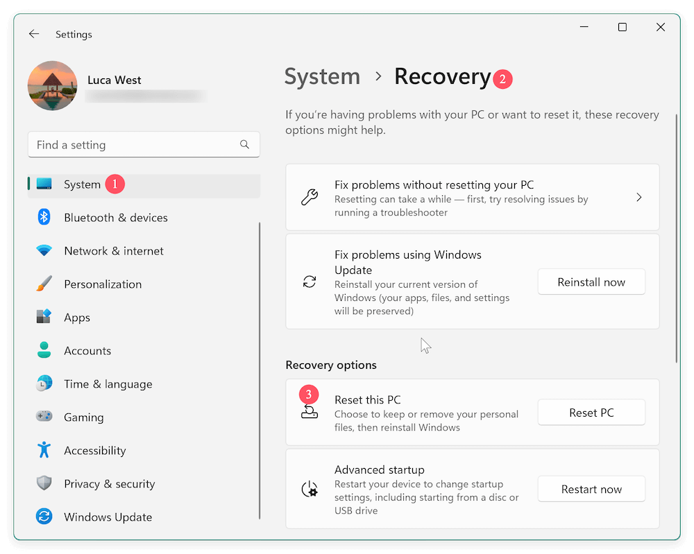 how to use Reset This PC