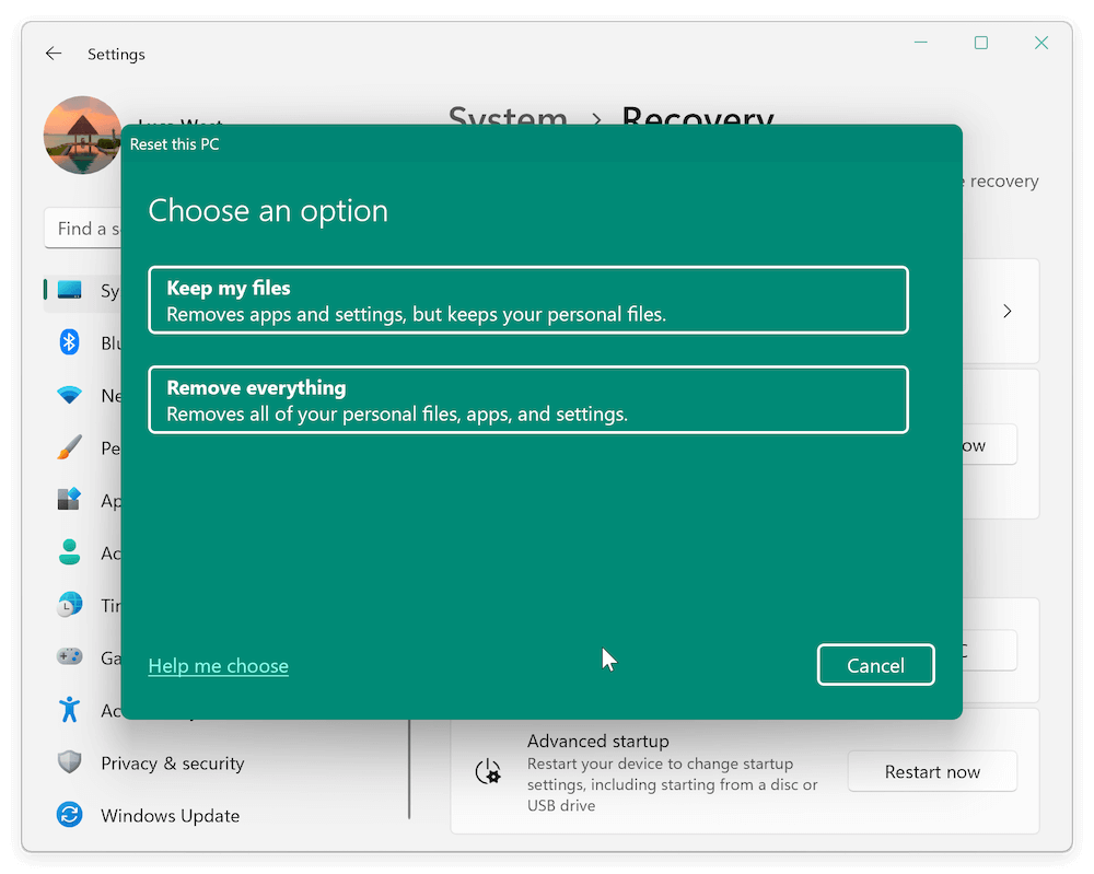 how to use Reset This PC