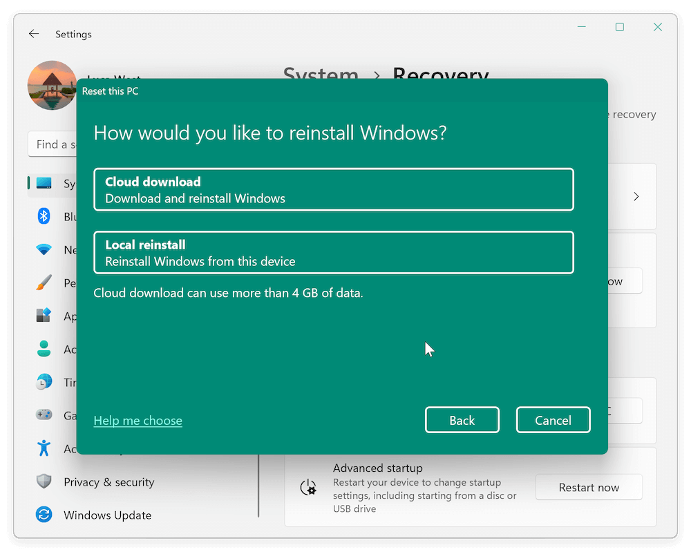 how to use Reset This PC