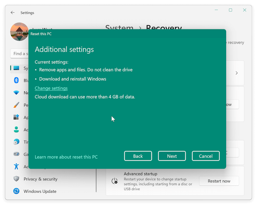 how to use Reset This PC