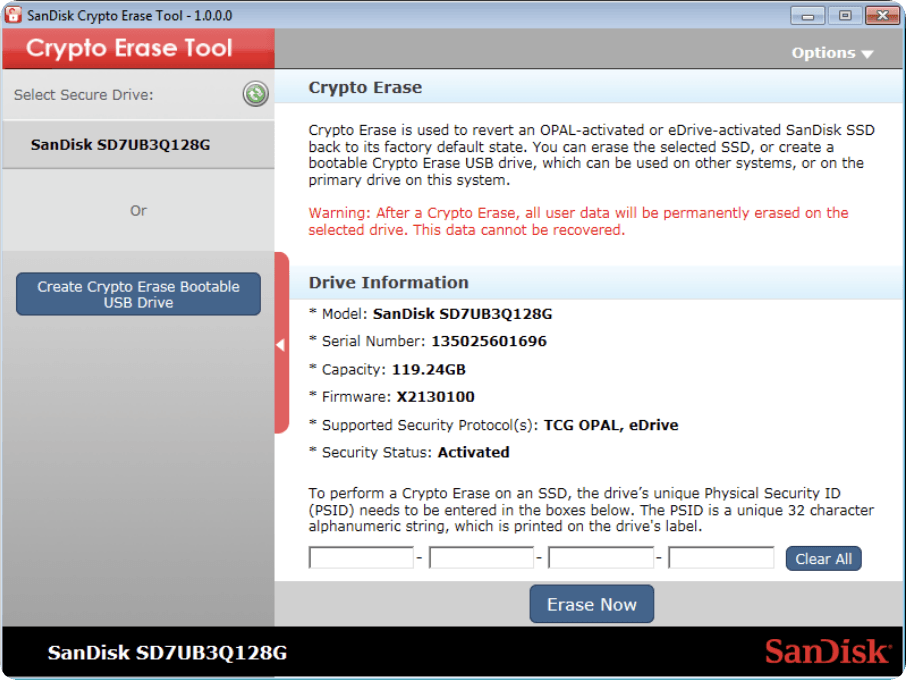 securely erase data from SSD