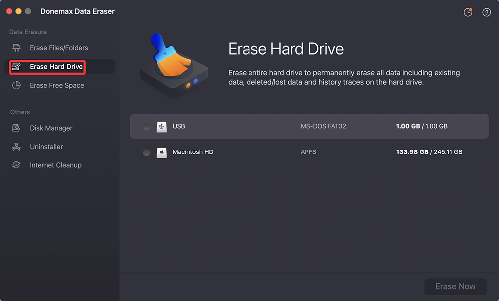 choose Erase Hard Drive mode