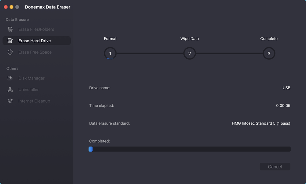 securely and permanently erase all data from the selected FAT32 drive