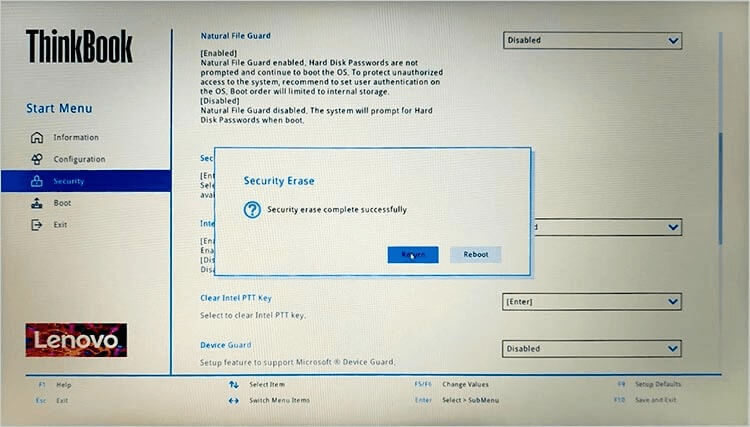 wipe hard drive from BIOS