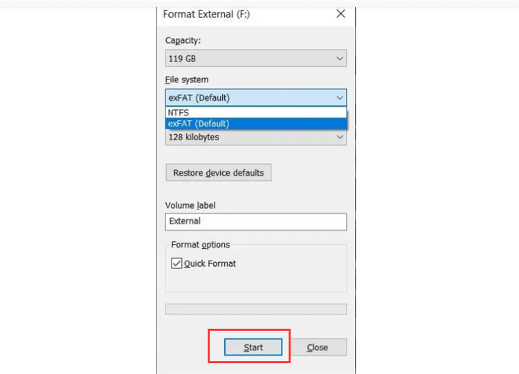 Select a file system