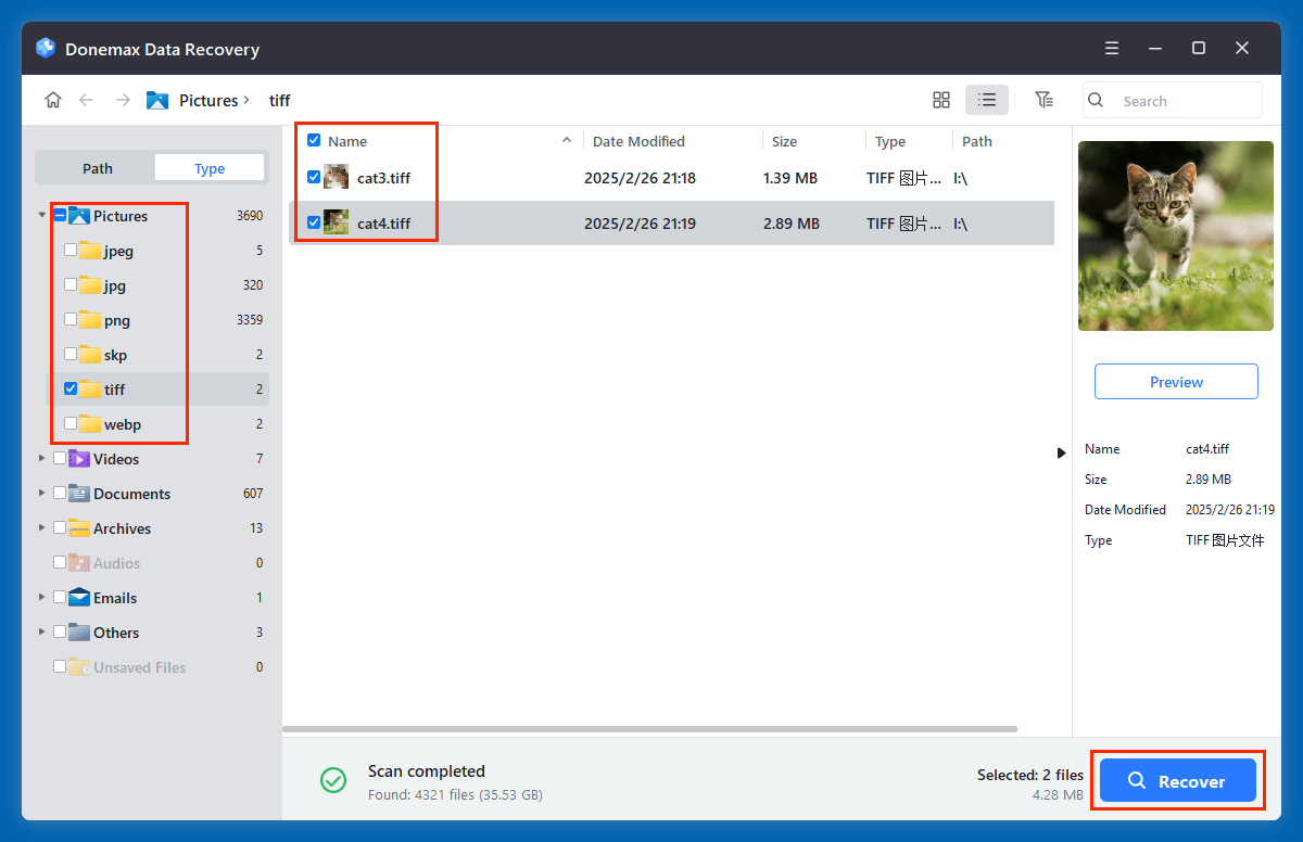 click on Recover button to save them