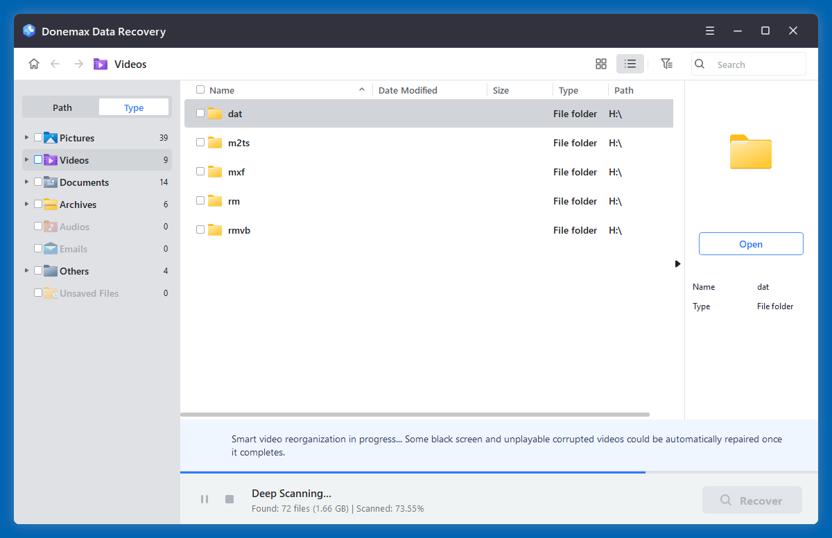 Click Scan to initiate a deep scan for recoverable files