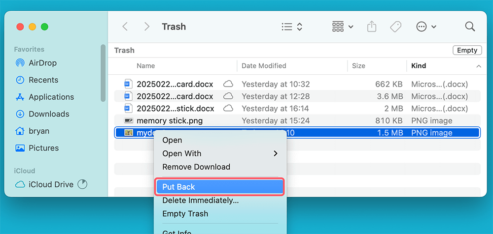 Check the Trash on macOS