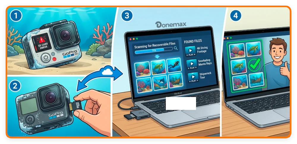 recover photos and videos from underwater camera