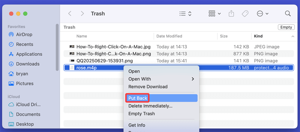 Recover Deleted M4P File from Trash