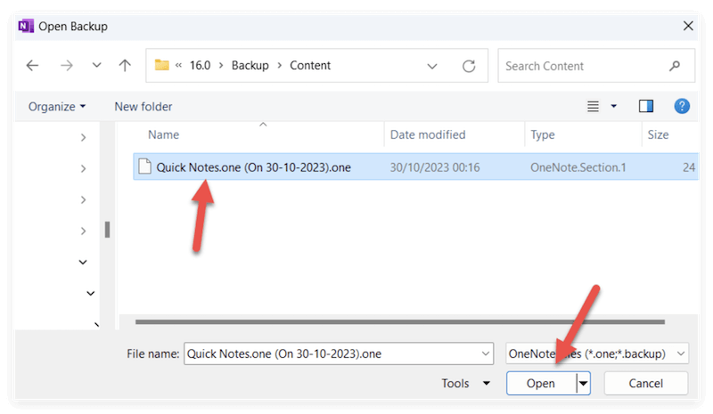 recover deleted OneNote files