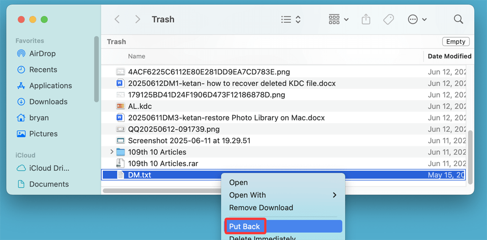 Recover Deleted Text Files from Trash