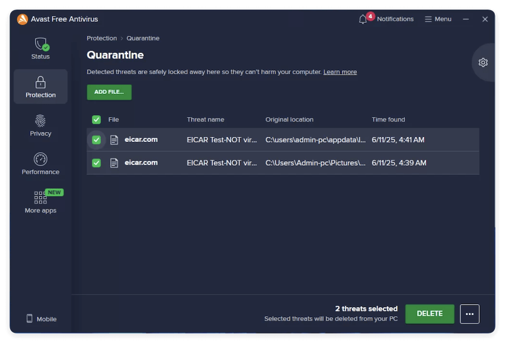 recover files deleted by Avast