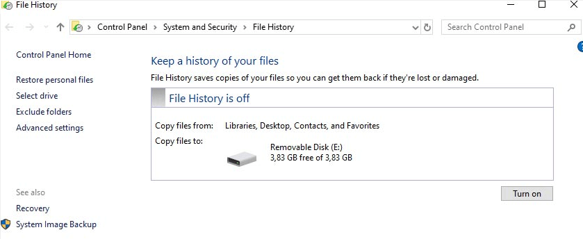 select the backup location