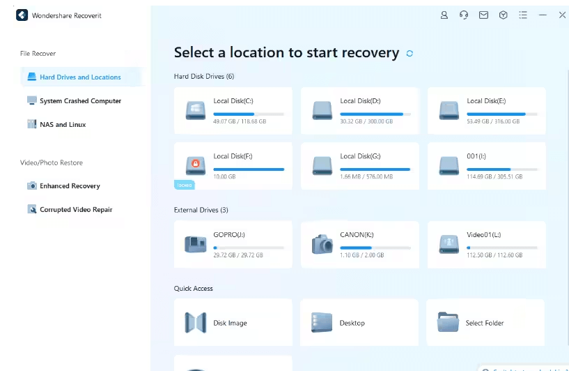 Select External Devices Recovery