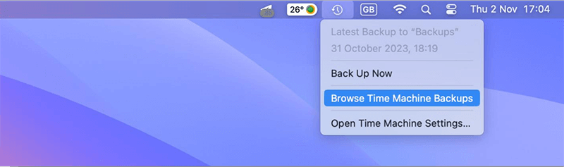 Open Time Machine on your computer