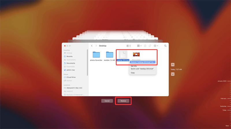 Recover LRCAT File Using Time Machine