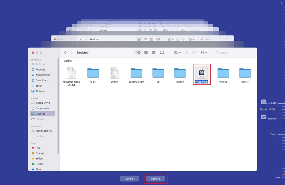 Restore Lost RMVB Files from Time Machine