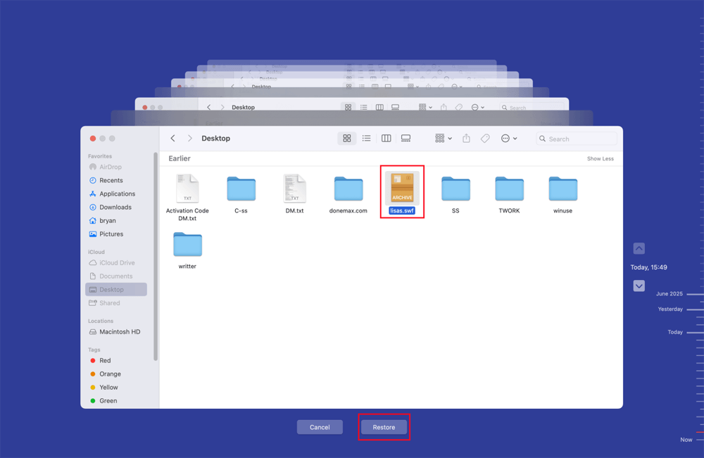 Restore the desired files