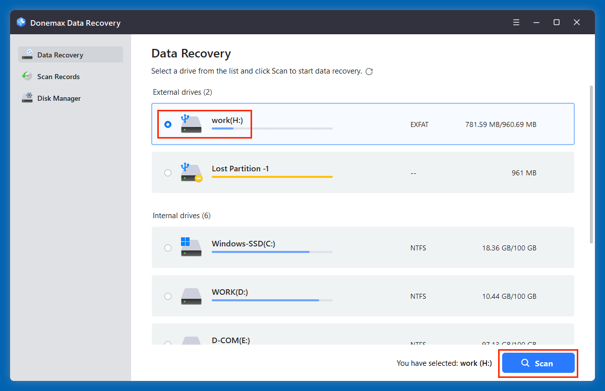 select the drive where the M4P files were lost
