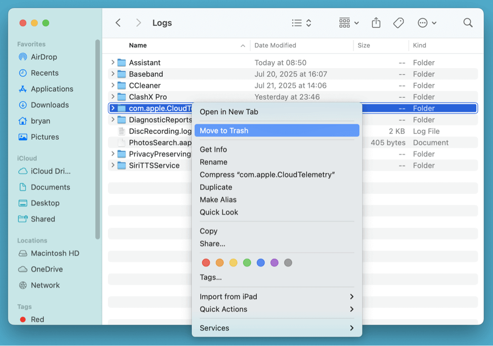 clean up temporary files
