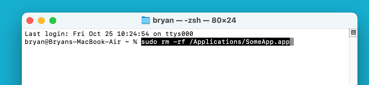 Delete App Files Using Terminal