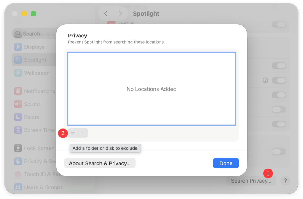 disable iPhone apps in macOS Tahoe Spotlight Searc