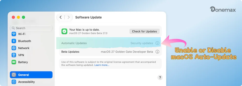 disable macOS auto-updates