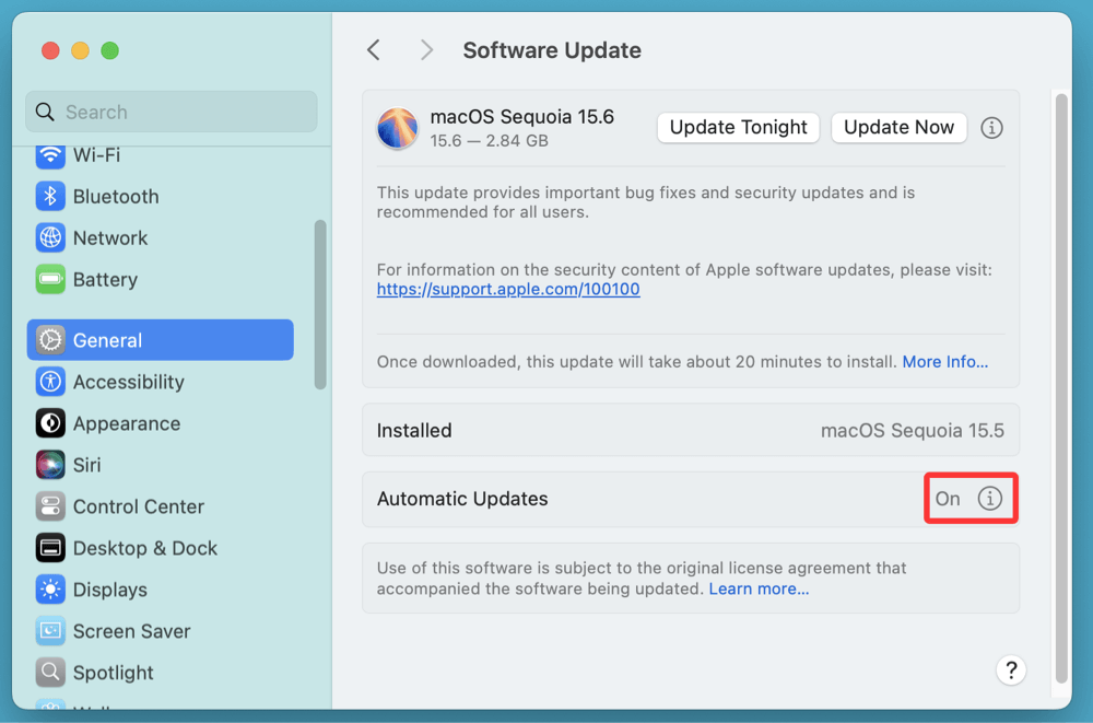 disable macOS auto-updates