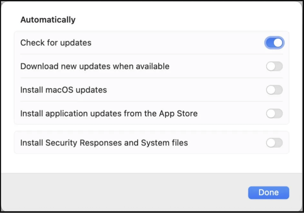disable macOS auto-updates