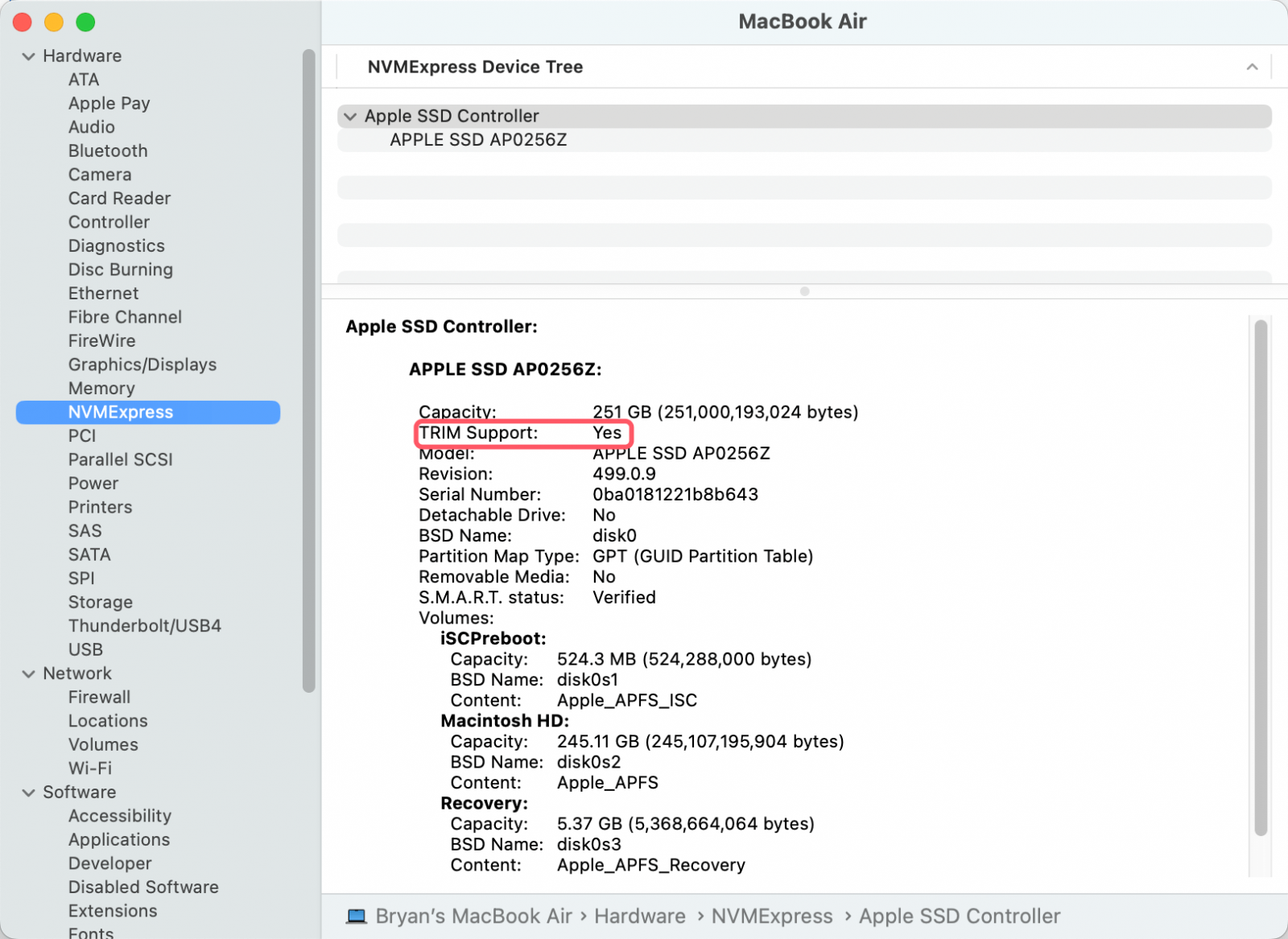 Check TRIM Support on Your Mac