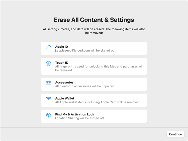 Erase All Content and Settings on Mac