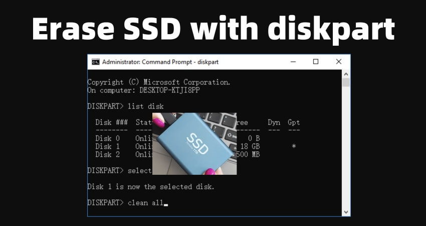 Resetting or erasing an SSD with Diskpart