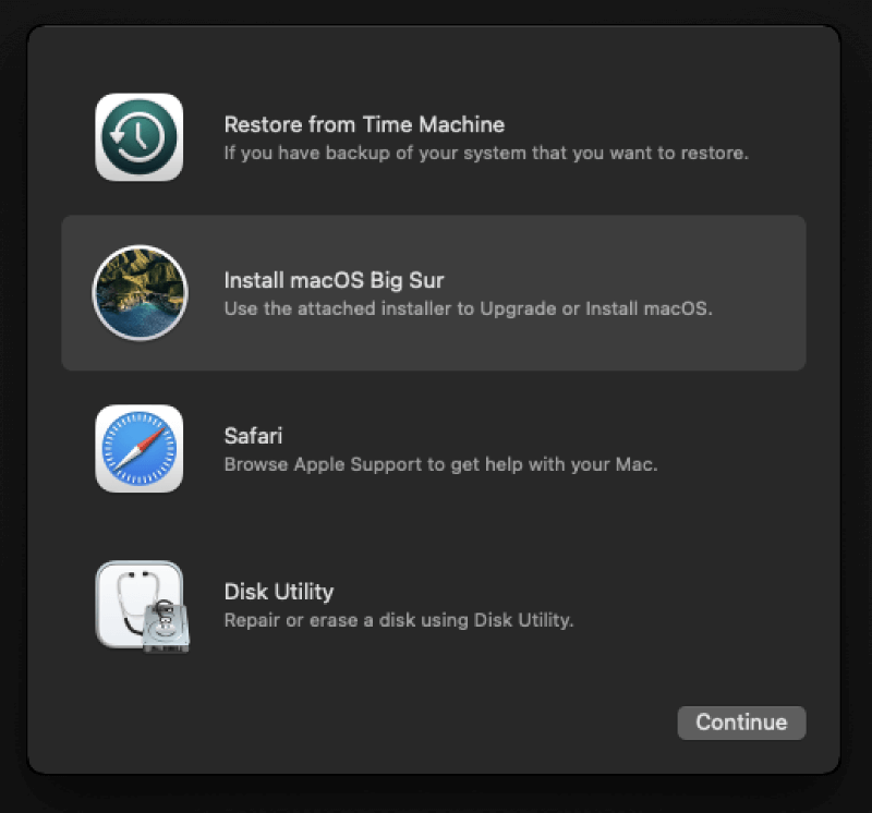 factory reset an M1 chip Mac