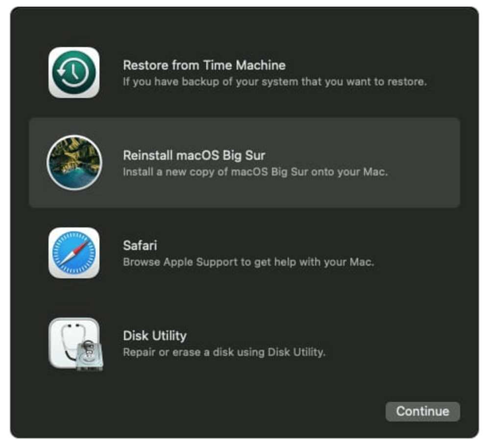 factory reset on macOS Big Sur