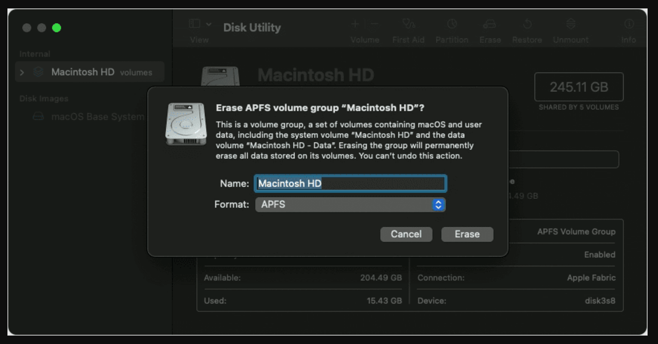 Factory Reset macOS 12 Monterey