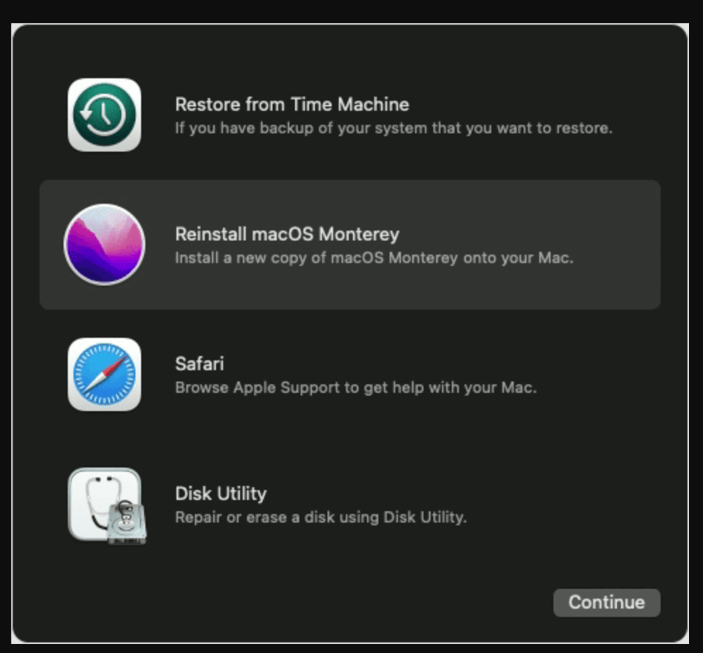 Factory Reset macOS 12 Monterey