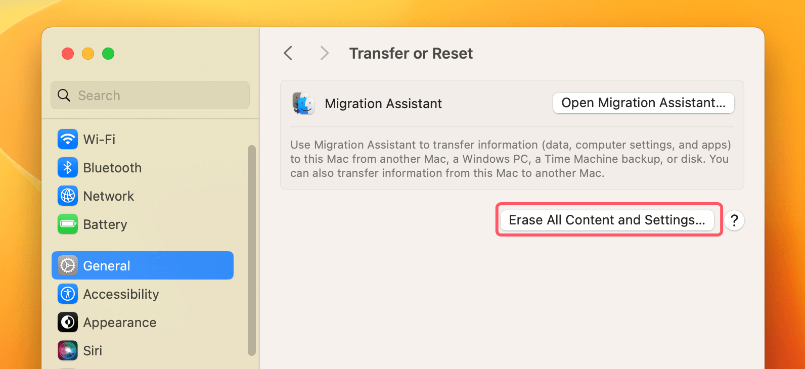 Factory Reset macOS 13 Ventura