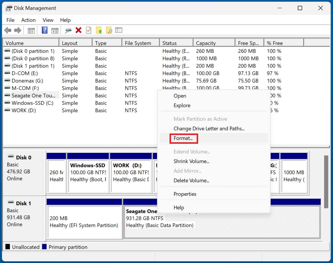 resetting WD and Seagate external hard drives