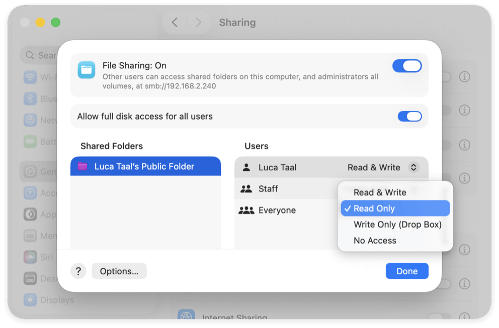 file sharing on Mac