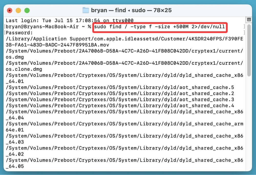find large files on Mac