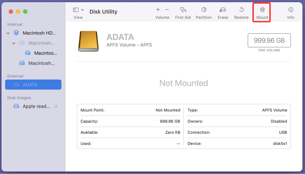 ADATA external hard drive is not showing up