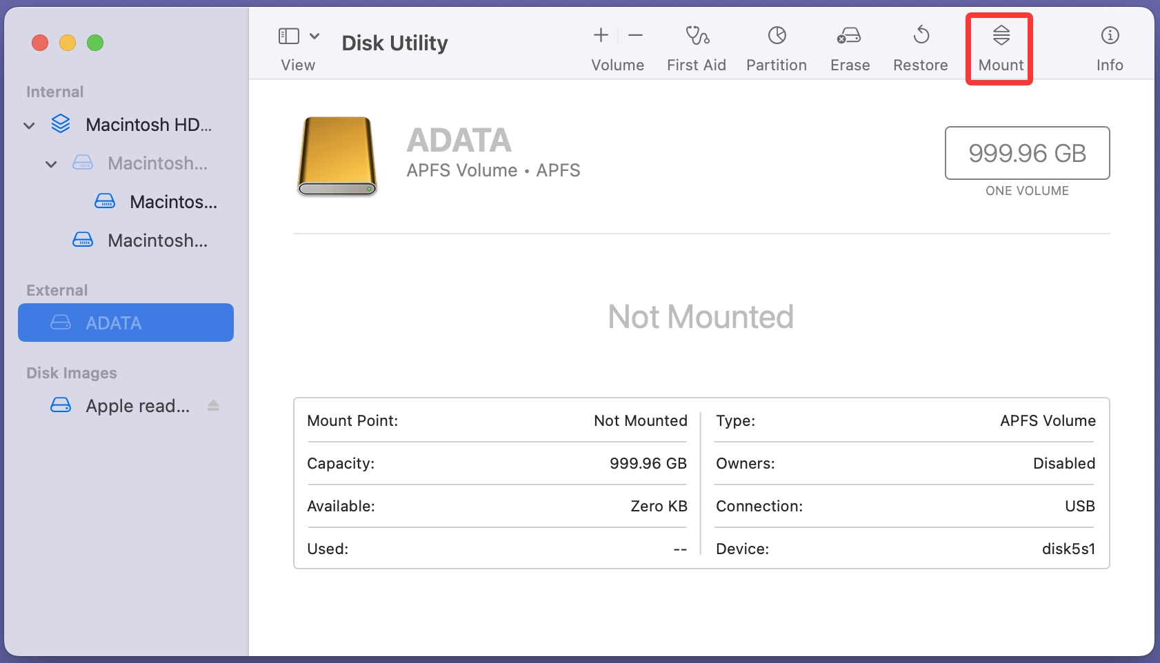 ADATA external hard drive isn't working on your Mac