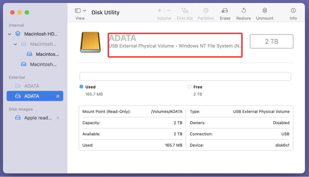 ADATA external hard drive isn't working on your Mac