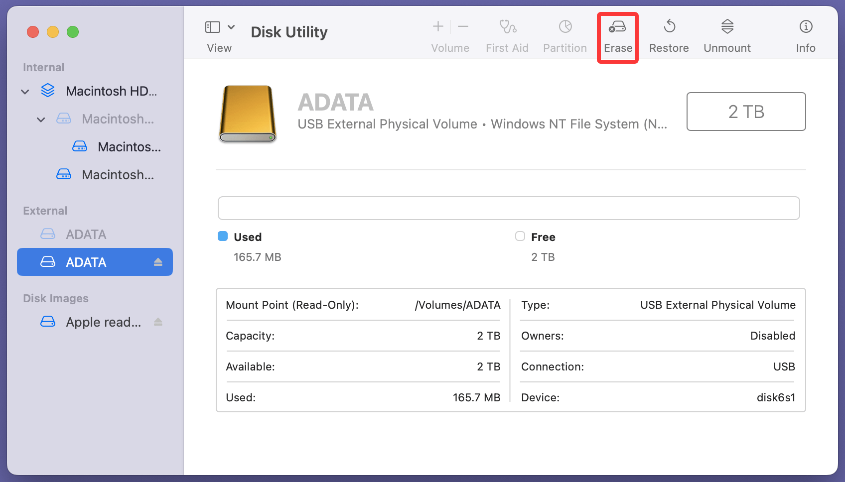 ADATA external hard drive isn't working on your Mac