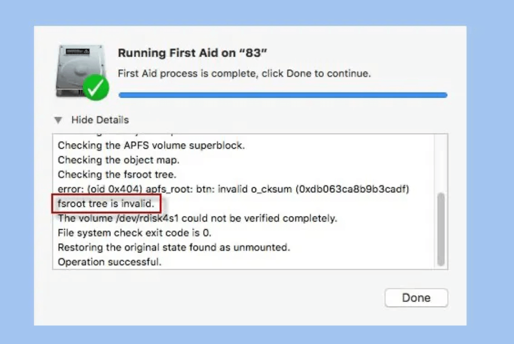 fsroot tree is invalid