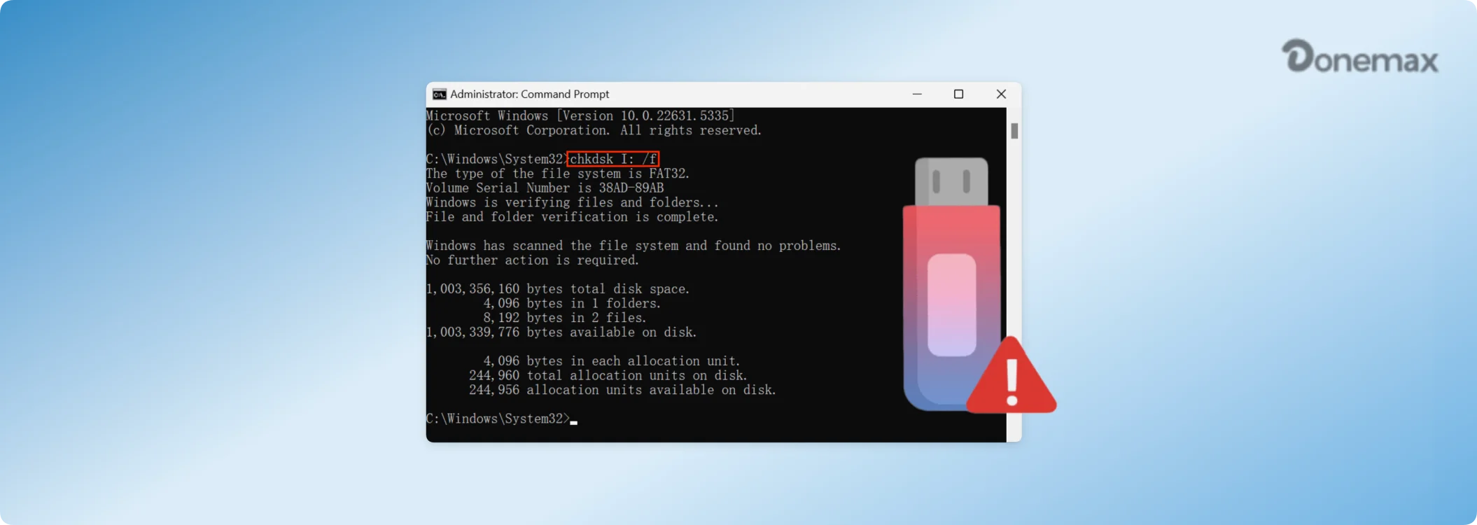 fixing a corrupted USB flash drive using CMD