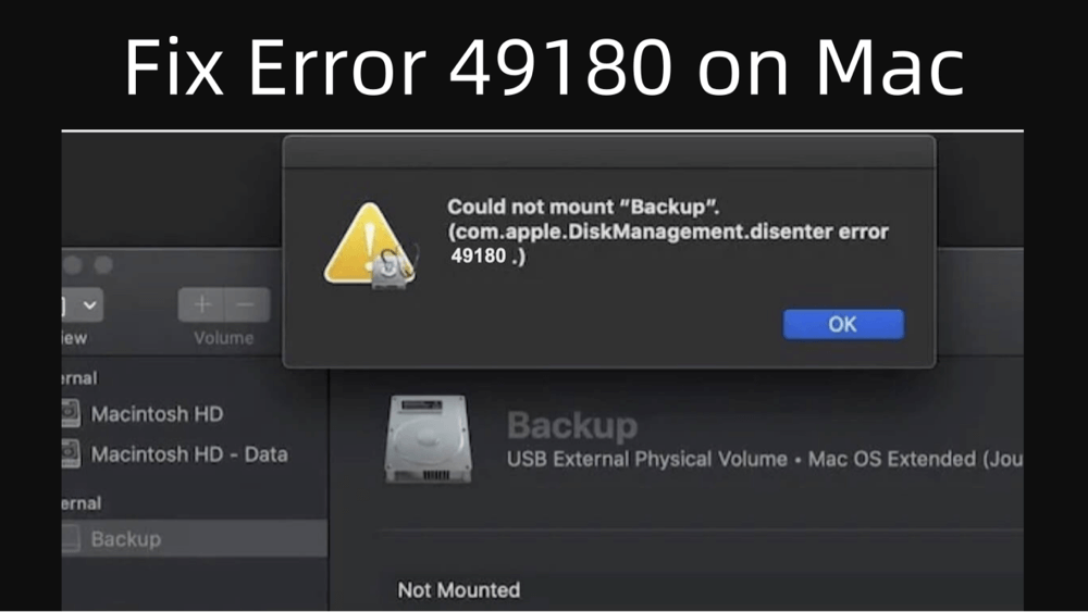Fix com.apple.DiskManagement.disenter error 49180 on Mac