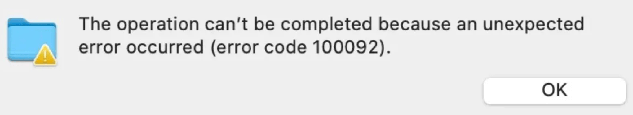 Mac Error Code -100092