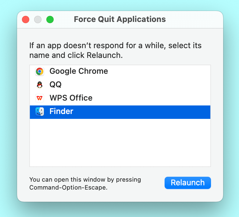 Force Quit Finder